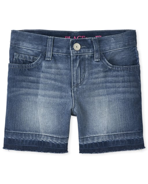 Girls Two Tone Denim Midi Shorts