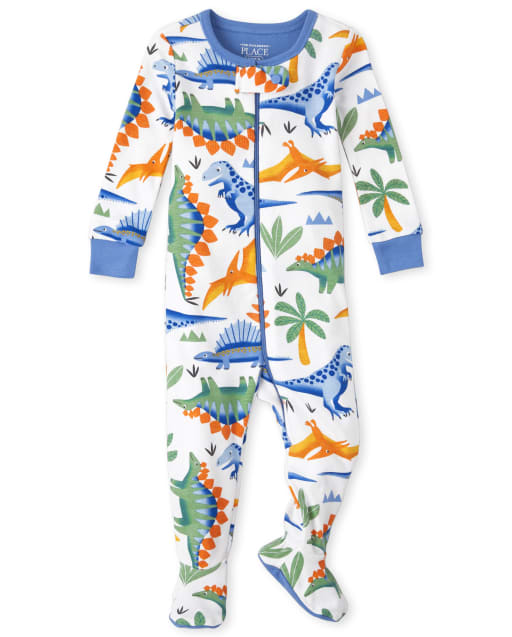 Baby And Toddler Boys Dino Snug Fit Cotton One Piece Pajamas
