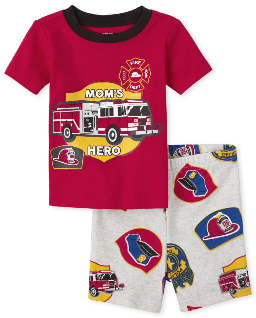 Baby And Toddler Boys Fire Truck Snug Fit Cotton Pajamas