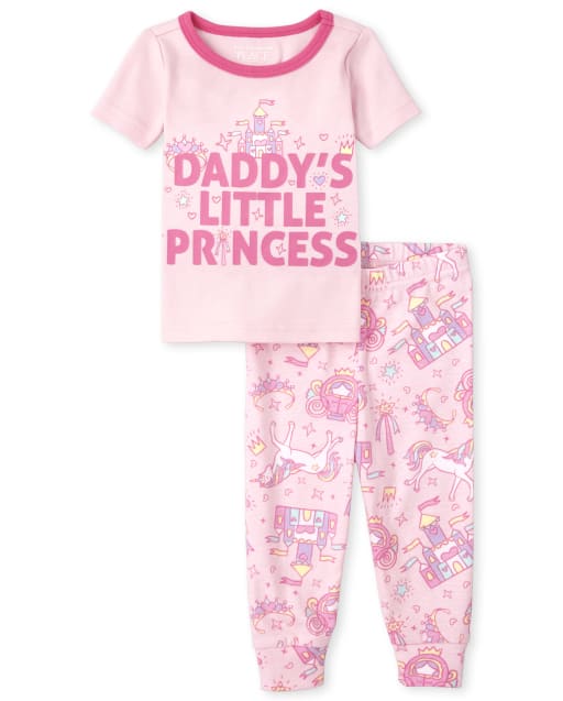 Baby And Toddler Girls Daddy's Princess Snug Fit Cotton Pajamas