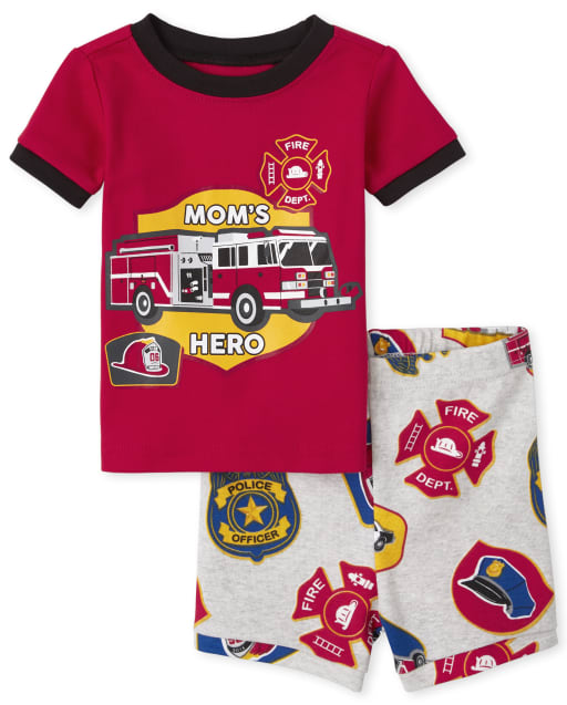 Baby And Toddler Boys Fire Truck Snug Fit Cotton Pajamas