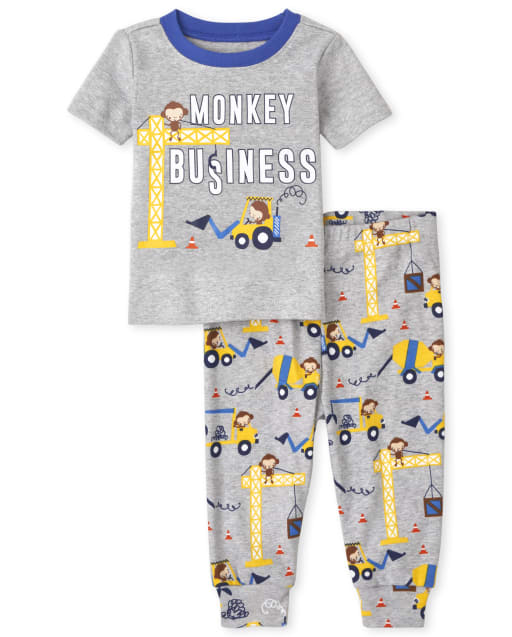 Baby And Toddler Boys Monkey Business Snug Fit Cotton Pajamas