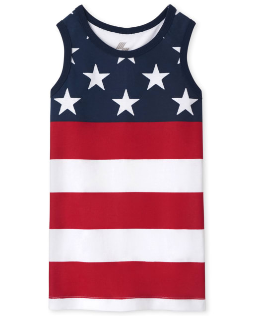 Camiseta sin mangas con bandera americana para niños