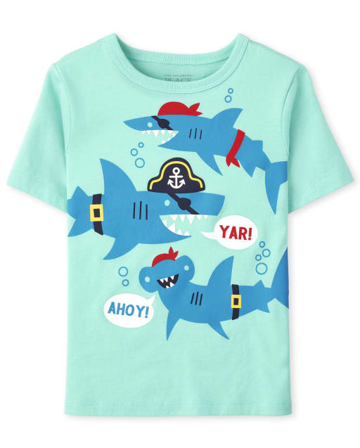 Baby And Toddler Boys Pirate Sharks Graphic Tee