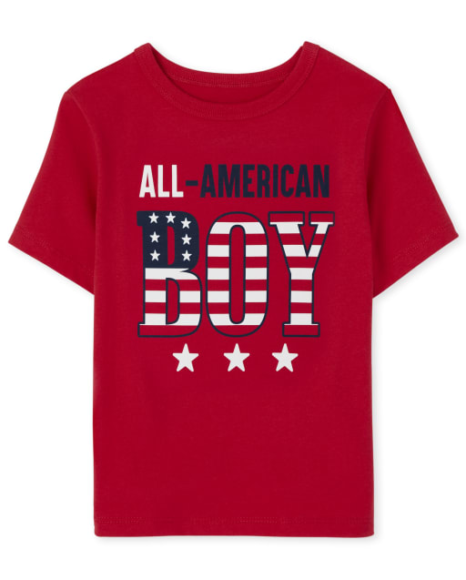 Camiseta estampada de manga corta Americana All American Boy para bebés y niños pequeños a juego