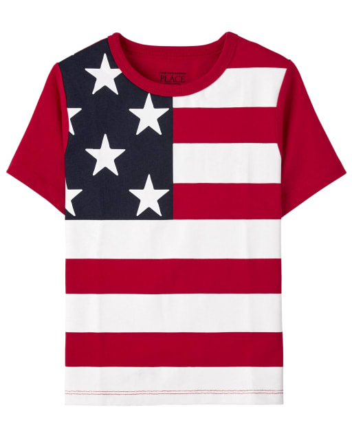 Camiseta estampada americana de manga corta para bebés y niños pequeños