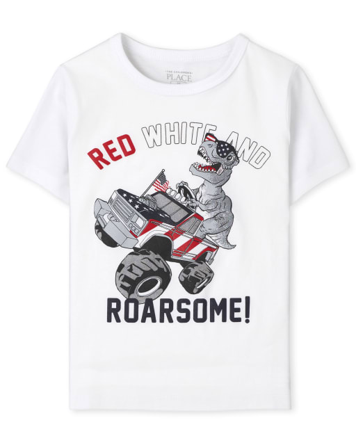 Baby And Toddler Boys Short Sleeve Americana Dino Graphic Tee