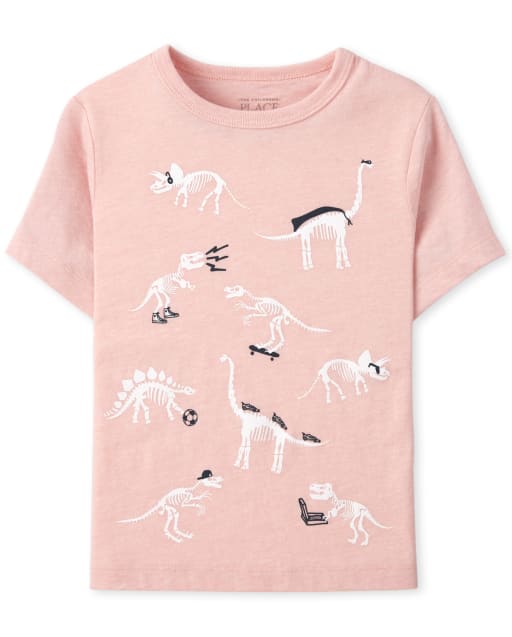 Baby And Toddler Boys Short Sleeve Dino Skeletons Graphic Tee