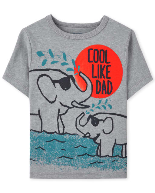 Baby And Toddler Boys Short Sleeve 'Cool Like Dad' Elephant Graphic Tee