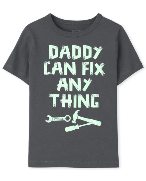 Baby And Toddler Boys Short Sleeve 'Daddy Can Fix Anything' Graphic Tee
