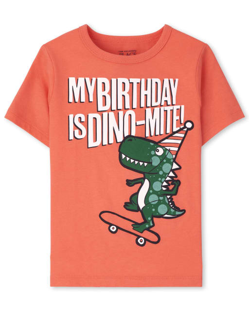Camiseta con estampado de dinosaurio de cumpleaños para bebés y niños pequeños
