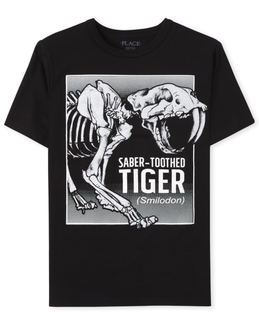 Camiseta con estampado de tigre dientes de sable para niños