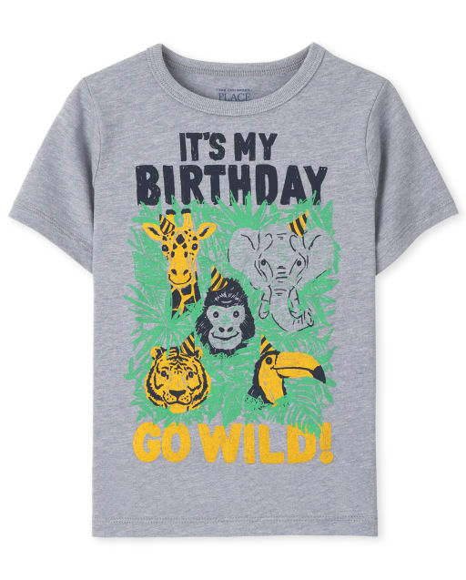 Baby And Toddler Boys Animal Birthday Graphic Tee
