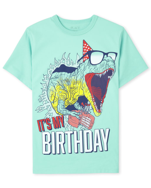 Camiseta con estampado de Dino de cumpleaños para niños