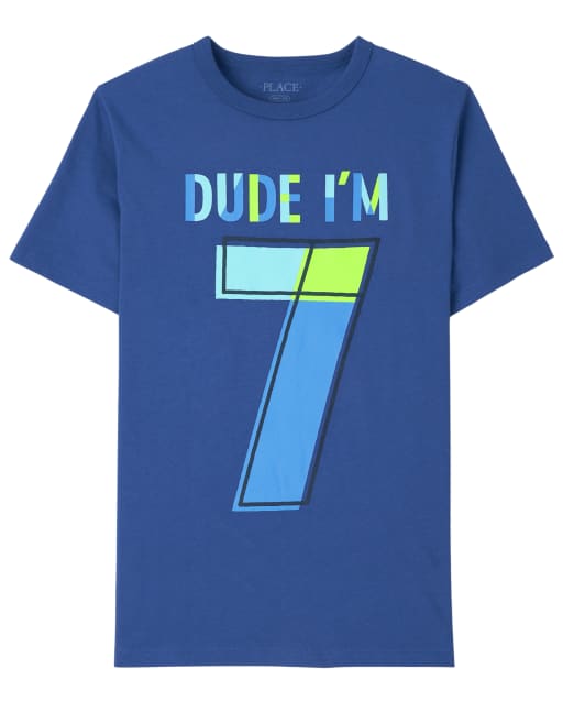 Boys Short Sleeve 'Dude I'm 7' Birthday Graphic Tee