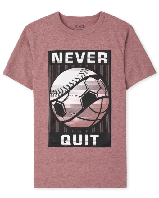 Boys Short Sleeve 'Never Quit' Sports Graphic Tee