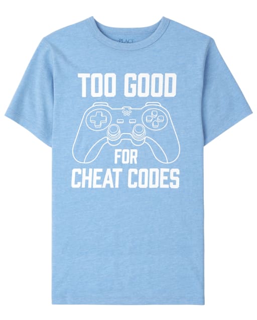 Boys Short Sleeve 'Too Good For Cheat Codes' Video Game Graphic Tee