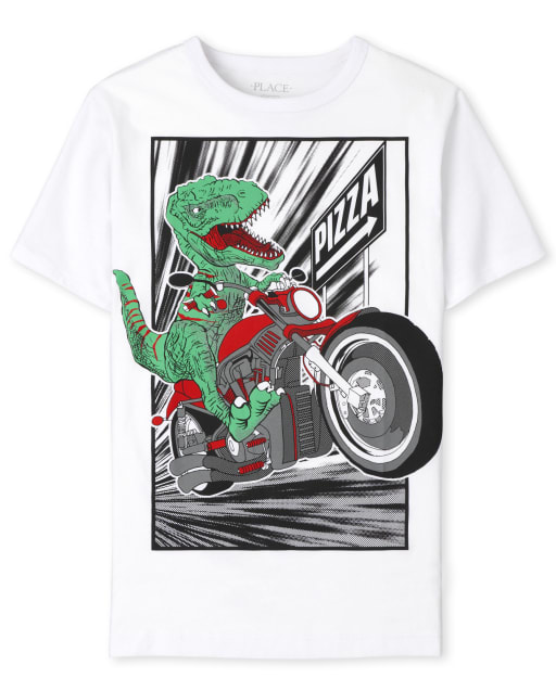 Camiseta con gráfico Dino Biker para niños
