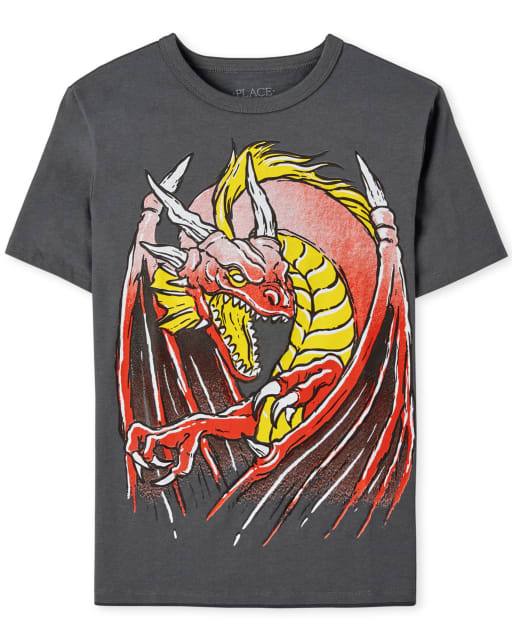 Camiseta con gráfico de dragón para niños