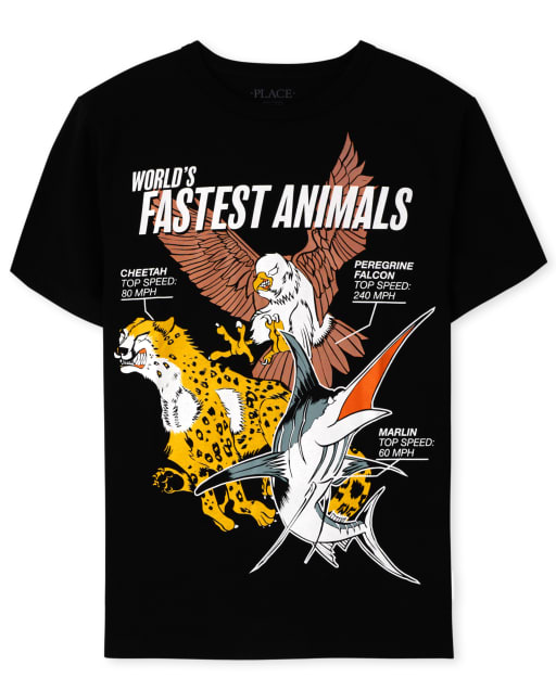 T-shirt graphique pour garçons, animaux les plus rapides