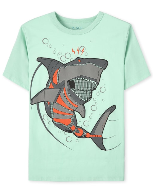 Boys Robot Shark Graphic Tee
