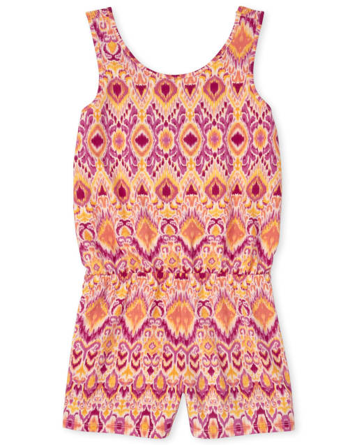 Girls Print Cut Out Romper