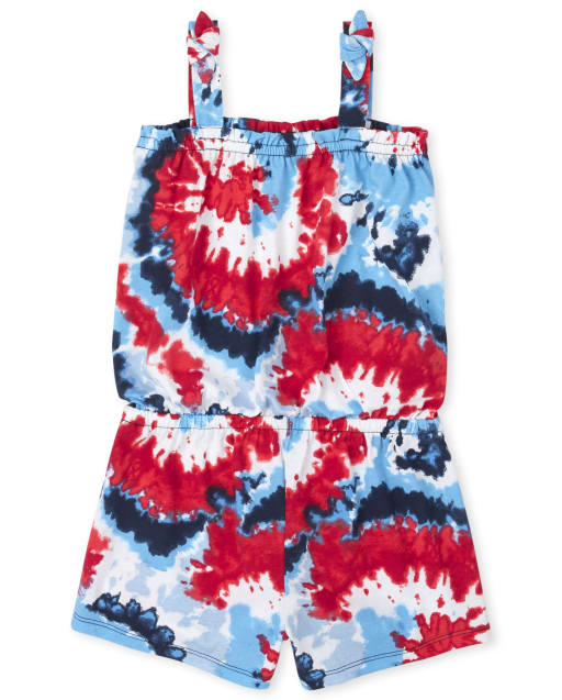 Girls Americana Tie Dye Romper