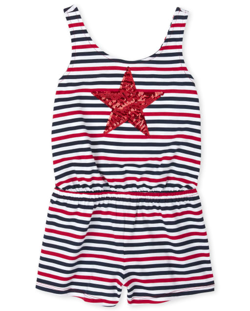 Mameluco de rayas americana para niñas