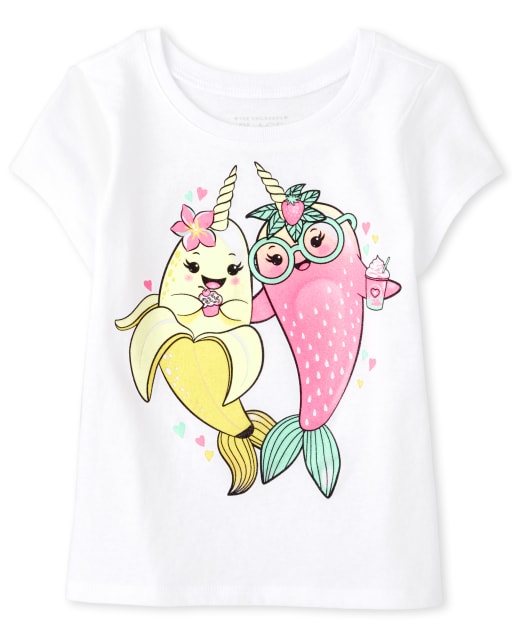 Camiseta con gráfico de fruta de narval para bebés y niñas pequeñas