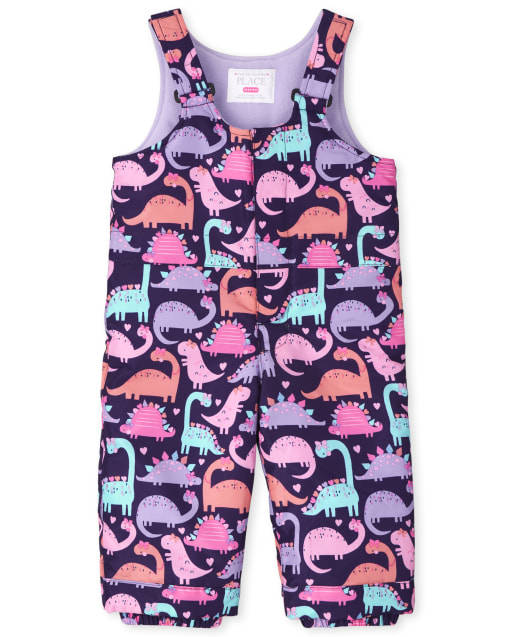 Toddler Girls Print Snow Overalls