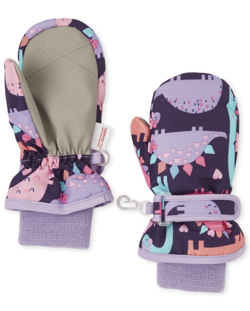 Toddler Girls Dino Ski Mittens