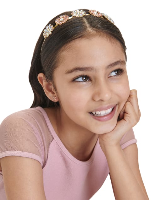 Girls Flower Metal Headband