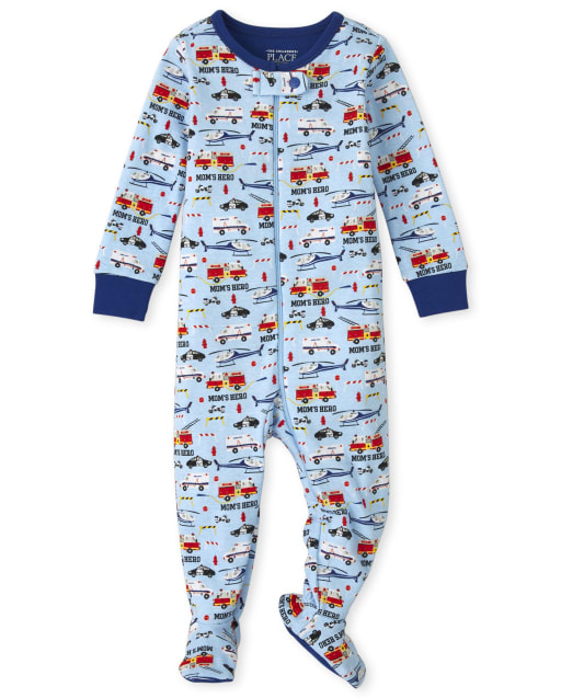 Baby And Toddler Boys Emergency Vehicle Snug Fit Cotton One Piece Pajamas