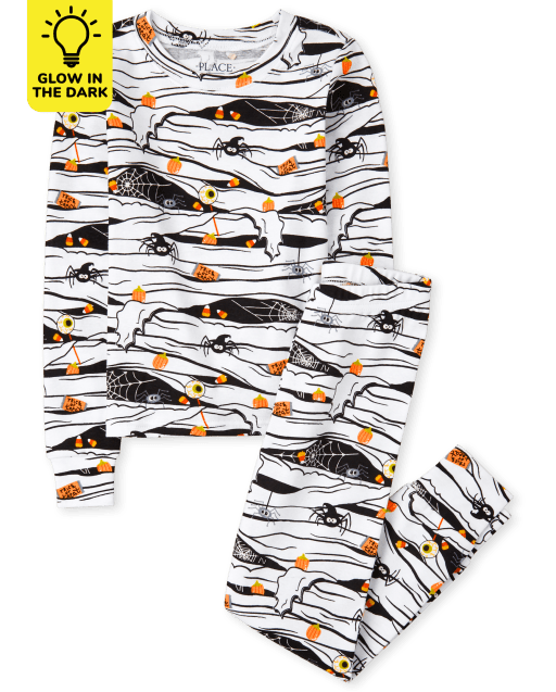 Unisex Kids Matching Family Long Sleeve Glow In The Dark Halloween Mummy's Favorite Snug Fit Cotton Pajamas