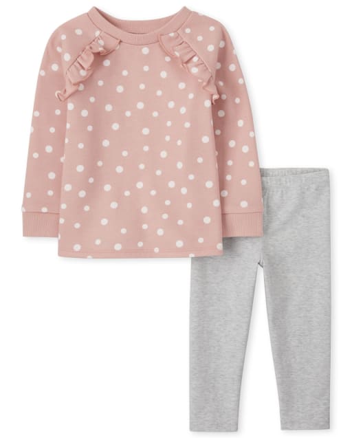Toddler Girls Active Ruffle Dot 2-Piece Set
