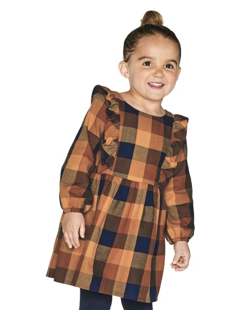 Vestido a cuadros familiar a juego para bebés y niñas pequeñas