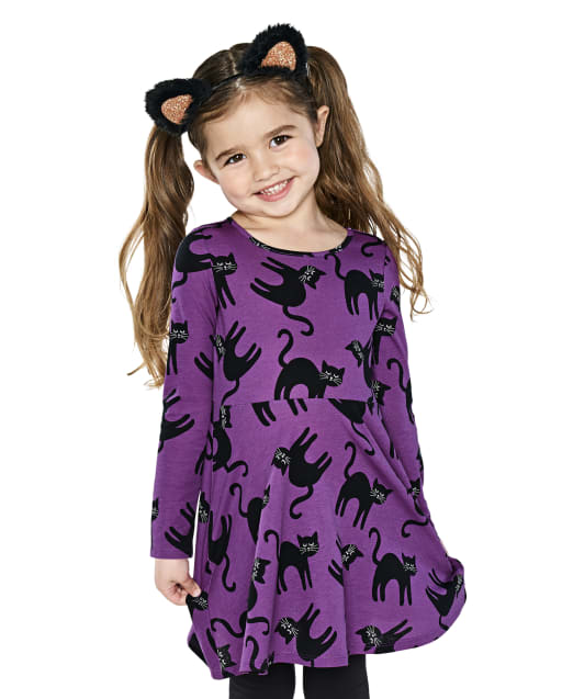 Robe de tous les jours avec chat d&#39;Halloween pour bébés et petites filles