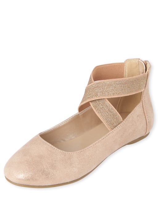Girls Shimmer Wrap Ballet Flats