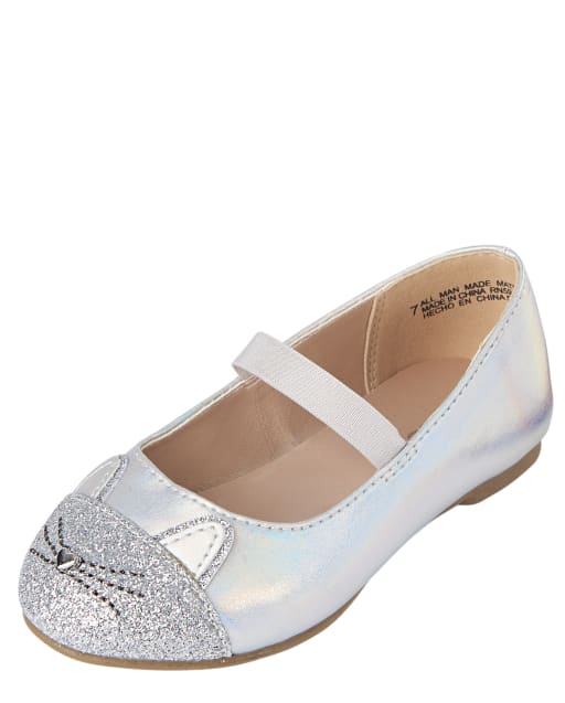 Toddler Girls Holographic Cat Ballet Flats