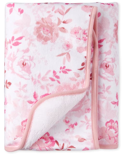 Baby Girls Rose Print Cozy Blanket