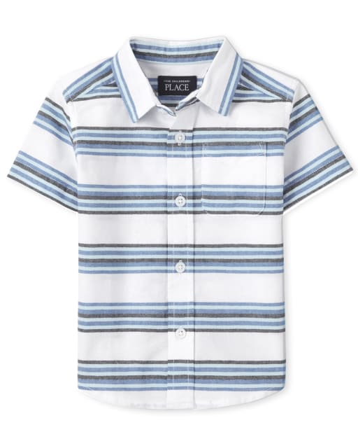 Camisa Oxford a rayas con botones para bebés y niños pequeños