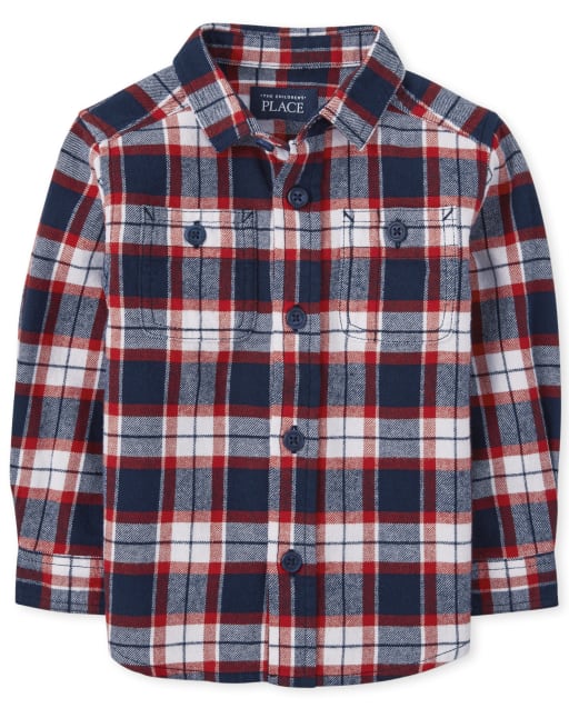 Chemise boutonnée en flanelle à carreaux assortie pour bébés et tout-petits garçons