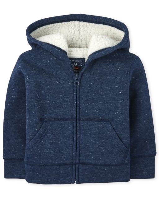 Baby And Toddler Boys Long Sleeve Sherpa Zip Up Hoodie