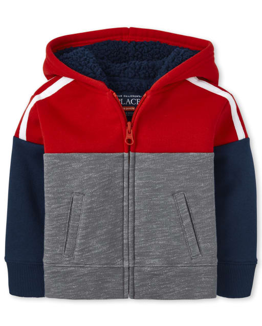 Baby And Toddler Boys Colorblock Sherpa Zip Up Hoodie