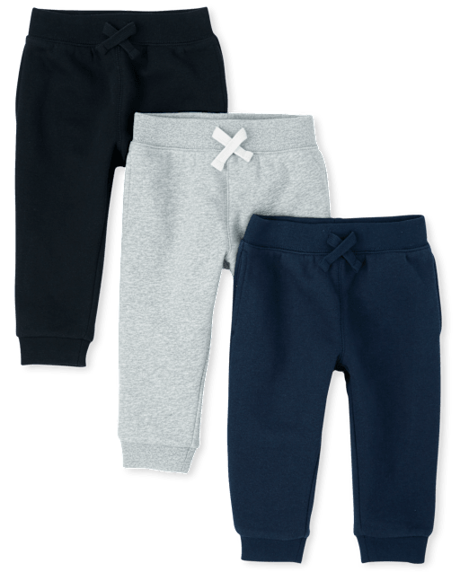Paquete de 3 pantalones jogger de rizo francés para bebés y niños pequeños