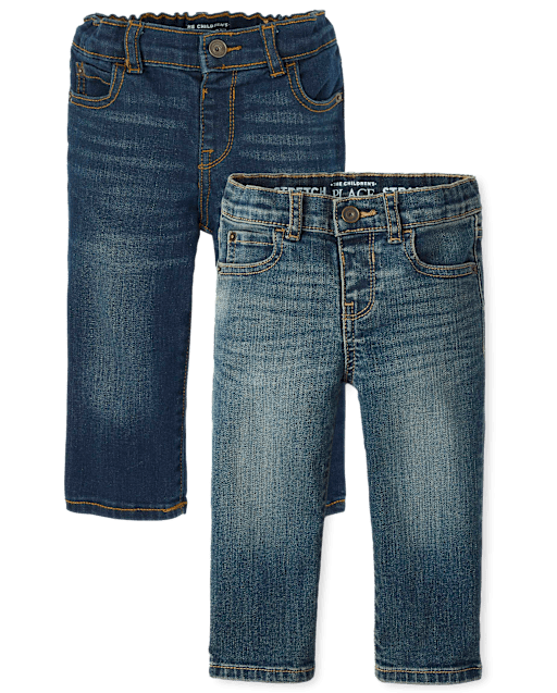 Lot de 2 jeans droits extensibles pour bébé et tout-petit garçon