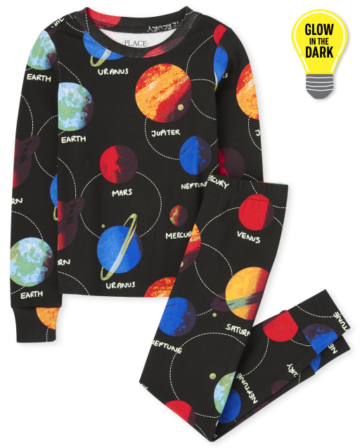 Boys Glow Planet Snug Fit Cotton Pajamas