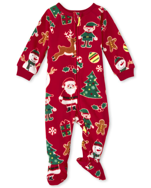 Baby And Toddler Matching Family Christmas Crew Fleece One Piece Pajamas