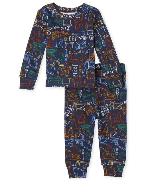 Baby And Toddler Boys Construction Snug Fit Cotton Pajamas