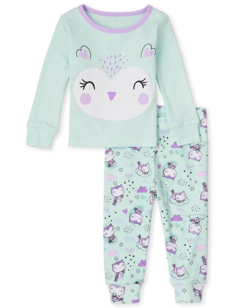 Baby And Toddler Girls Owl Snug Fit Cotton Pajamas